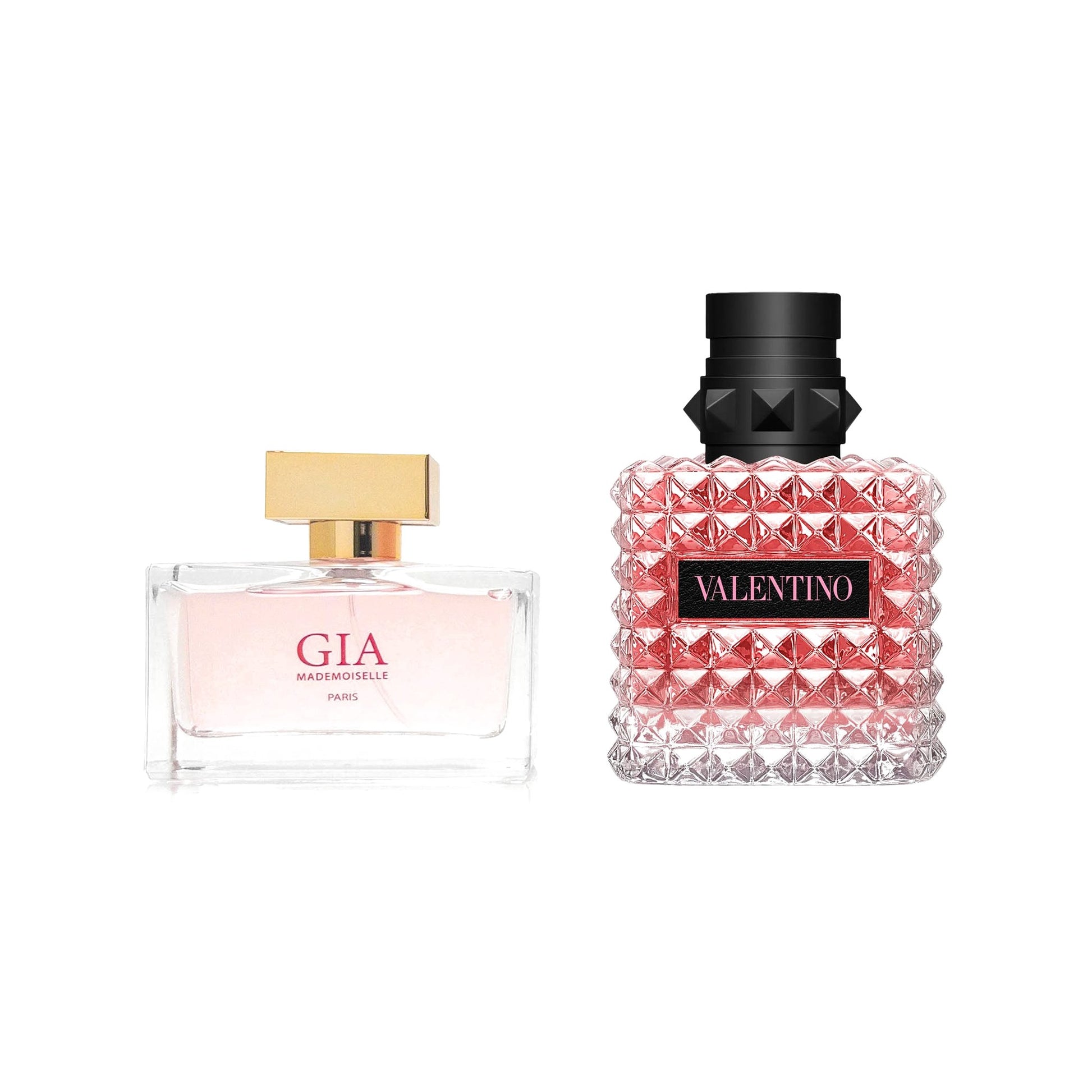 Mademoiselle by Gia Lucca and Donna Born in Roma by Valentino bundle – authentic designer fragrance bottles