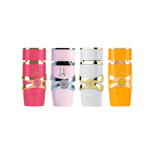 Lattafa Yara 4-Piece Gift Set – authentic designer fragrance bottles